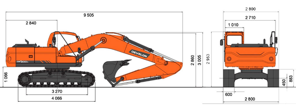 Схема Гусеничный экскаватор Develon (Doosan) DX210-7M